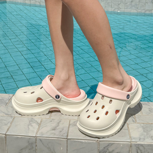 厚底增高洞洞鞋女士2025新款夏季防滑軟底包頭EVA外穿沙灘涼拖鞋 厚底增高洞洞鞋女士2025新款夏季防滑軟底包頭EVA外穿沙灘涼拖鞋