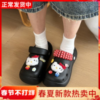 可愛卡通eva洞洞鞋女增高厚底踩屎感拖鞋夏季外穿防滑透氣涼鞋