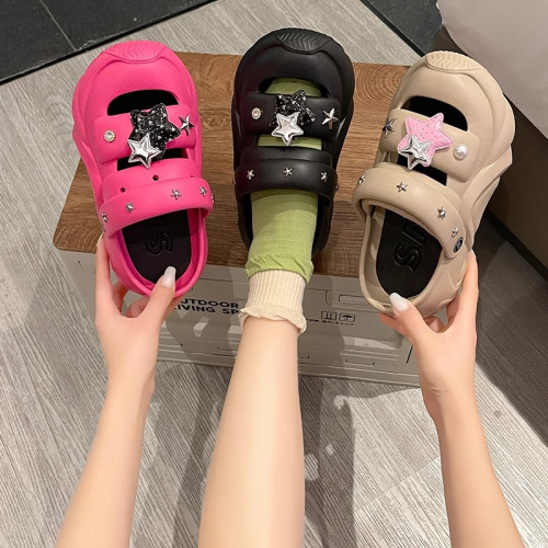 時尚包頭防撞涼鞋夏季外穿厚底增高可愛DIY海邊沙灘防滑洞洞鞋女 時尚包頭防撞涼鞋夏季外穿厚底增高可愛DIY海邊沙灘防滑洞洞鞋女