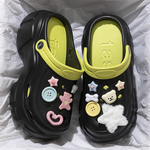 多巴胺厚底增高洞洞鞋女夏外穿防滑仙女風沙灘涼鞋包頭半拖鞋秋千 多巴胺厚底增高洞洞鞋女夏外穿防滑仙女風沙灘涼鞋包頭半拖鞋秋千