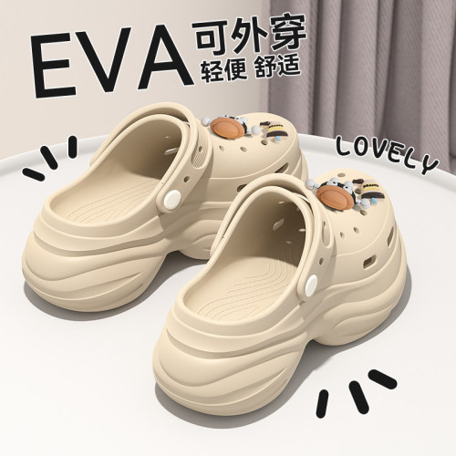 厚底洞洞鞋女款2025新款夏季外穿防滑防臭海邊沙灘鞋增高eva涼拖 厚底洞洞鞋女款2025新款夏季外穿防滑防臭海邊沙灘鞋增高eva涼拖