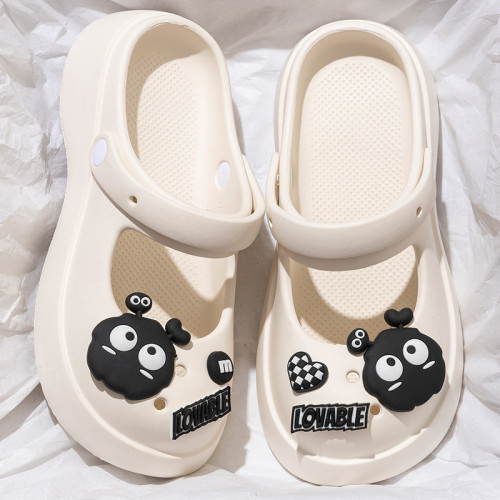 煤球洞洞鞋女款2024新款夏季外穿厚底海邊沙灘踩屎感瑪麗珍涼拖鞋 煤球洞洞鞋女款2024新款夏季外穿厚底海邊沙灘踩屎感瑪麗珍涼拖鞋