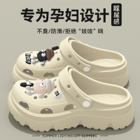 孕婦防滑洞洞鞋女2025新款外穿逛街防滑厚底eva包頭涼拖女士夏季