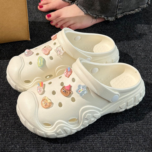 踩屎感洞洞鞋女款夏季2025新款厚底防滑沙灘包頭eva外穿涼拖鞋女