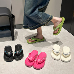 新款防滑涼拖女外出沙灘人字拖夏季居家厚底時尚輕便百搭涼拖鞋女