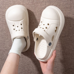 2025新款洞洞鞋女夏季外穿EVA防臭涼鞋厚底沙灘防滑包頭半拖鞋女