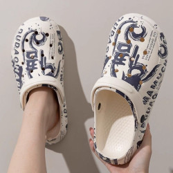 厚底洞洞鞋男夏季外穿2024新款沙灘防滑防臭包頭開車倆用男士涼鞋