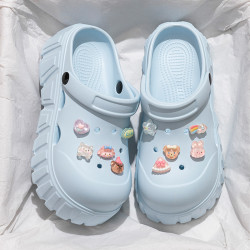 洞洞鞋女款夏季外穿2025新款厚底增高辦公室防滑防臭包頭半涼拖鞋