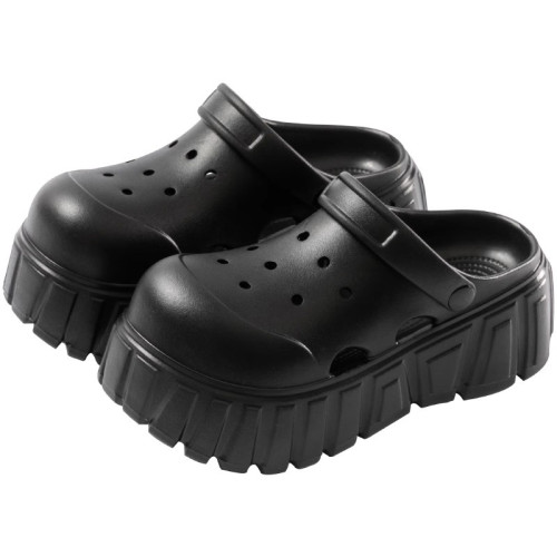 洞洞鞋女款夏季外穿2025新款厚底增高辦公室防滑防臭包頭半涼拖鞋