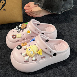 厚底洞洞鞋女夏季2025新款海邊沙灘外穿ins潮流可DIY包頭涼拖鞋女