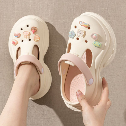 厚底洞洞鞋女款夏季eva防滑防臭海邊沙灘鞋可愛DIY外穿增高女涼拖 厚底洞洞鞋女款夏季eva防滑防臭海邊沙灘鞋可愛DIY外穿增高女涼拖