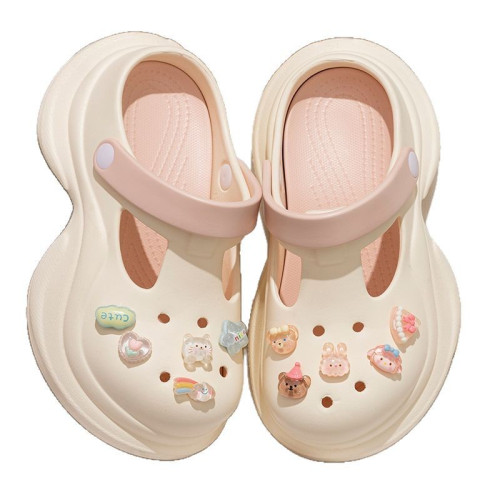 厚底洞洞鞋女款夏季eva防滑防臭海邊沙灘鞋可愛DIY外穿增高女涼拖 厚底洞洞鞋女款夏季eva防滑防臭海邊沙灘鞋可愛DIY外穿增高女涼拖