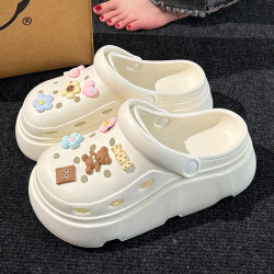 踩屎感洞洞鞋女款2025新款夏季外穿外出沙灘防滑厚底護士拖鞋男士