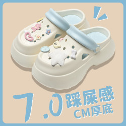 厚底洞洞鞋女款2025新款超火夏季外穿防滑防臭包頭沙灘涼拖鞋女士