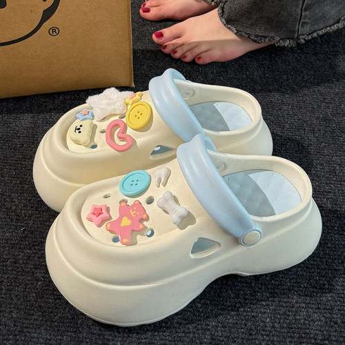 厚底洞洞鞋女款2025新款超火夏季外穿防滑防臭包頭沙灘涼拖鞋女士 厚底洞洞鞋女款2025新款超火夏季外穿防滑防臭包頭沙灘涼拖鞋女士