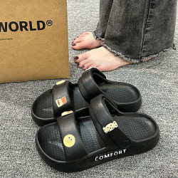 涼鞋女款2024新款夏季外穿厚底EVA防滑防臭海邊沙灘兩穿涼拖鞋女