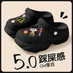 踩屎感厚底洞洞鞋女款2025新款外穿夏季海邊沙灘防滑包頭涼拖女士