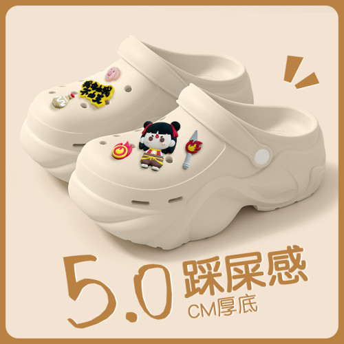 踩屎感厚底洞洞鞋女款2025新款外穿夏季海邊沙灘防滑包頭涼拖女士 踩屎感厚底洞洞鞋女款2025新款外穿夏季海邊沙灘防滑包頭涼拖女士