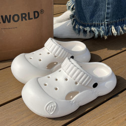 洞洞鞋女士夏季外穿ins沙灘鞋2025新款厚底防滑防臭包頭涼拖鞋女