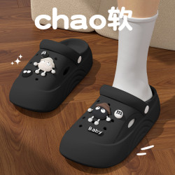 踩屎感洞洞鞋女夏外穿2025新款海邊沙灘增高防滑厚底戶外耐磨涼鞋