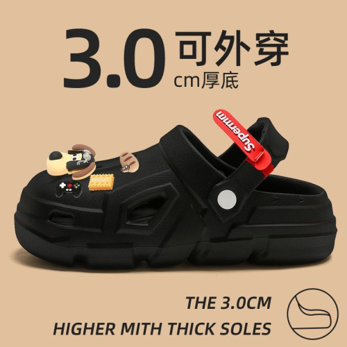 男士洞洞鞋夏天外穿踩屎感厚底EVA防滑防臭運動開車包頭半拖鞋男 男士洞洞鞋夏天外穿踩屎感厚底EVA防滑防臭運動開車包頭半拖鞋男