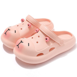 2025夏季新款卡皮巴拉洞洞鞋透氣防滑兒童款室內外兩穿厚底拖鞋女