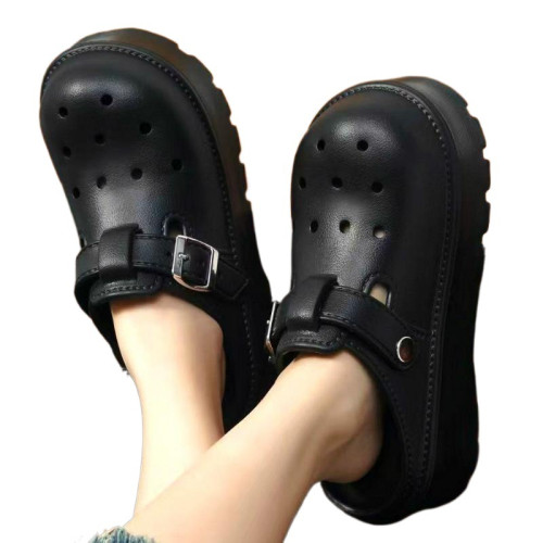 松糕厚底洞洞鞋女外穿2025新款春季增高一腳蹬包頭半拖勃肯涼拖鞋 松糕厚底洞洞鞋女外穿2025新款春季增高一腳蹬包頭半拖勃肯涼拖鞋