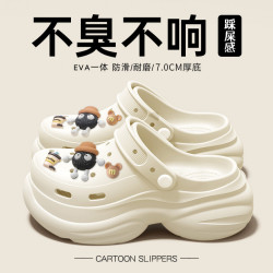 厚底洞洞鞋女款2025新款外穿海邊沙灘防滑eva包頭涼拖鞋女士夏季