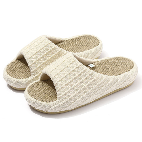 透氣防滑亞麻拖鞋家居室內情侶透氣吸汗四季棉麻布日式涼拖鞋男士