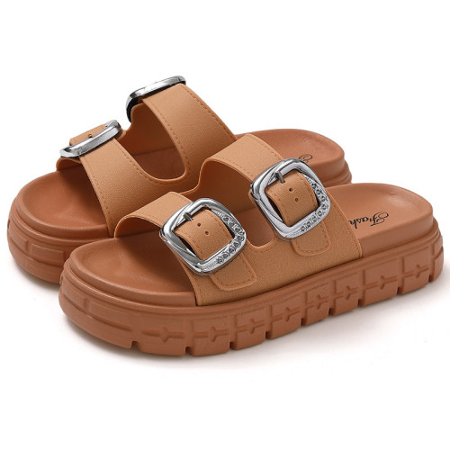 厚底涼拖鞋女2025夏季新款外穿時尚兩條帶家居室內防滑透氣女拖鞋