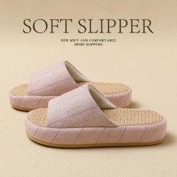 條紋麻拖鞋男2025年新款家居四季靜音透氣吸汗防滑情侶拖鞋女