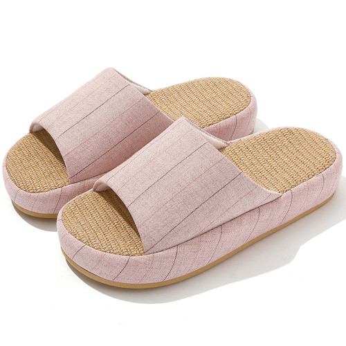 條紋麻拖鞋男2025年新款家居四季靜音透氣吸汗防滑情侶拖鞋女