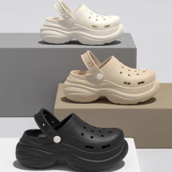 厚底洞洞鞋女2025新款夏季外穿增高逛街上班不累腳包頭涼拖鞋女士