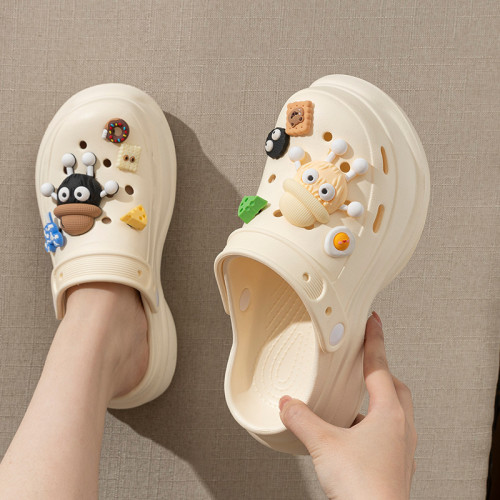 可愛DIY洞洞鞋女款夏季外穿厚底增高海邊沙灘鞋EVA防臭包頭涼拖女 可愛DIY洞洞鞋女款夏季外穿厚底增高海邊沙灘鞋EVA防臭包頭涼拖女