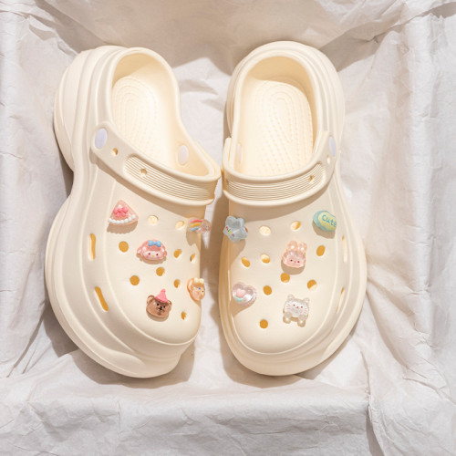 可愛DIY洞洞鞋女款夏季外穿厚底增高海邊沙灘鞋EVA防臭包頭涼拖女 可愛DIY洞洞鞋女款夏季外穿厚底增高海邊沙灘鞋EVA防臭包頭涼拖女