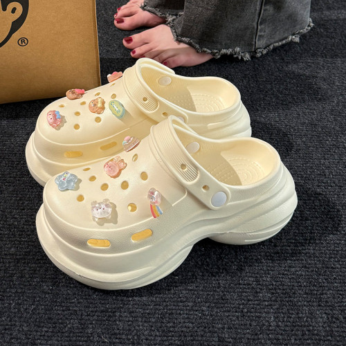 可愛DIY洞洞鞋女款夏季外穿厚底增高海邊沙灘鞋EVA防臭包頭涼拖女 可愛DIY洞洞鞋女款夏季外穿厚底增高海邊沙灘鞋EVA防臭包頭涼拖女