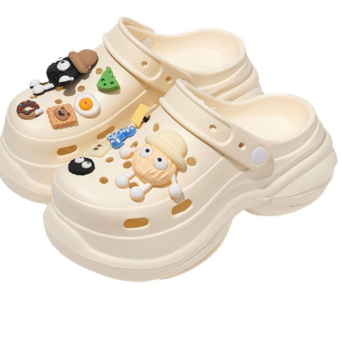 可愛DIY洞洞鞋女款夏季外穿厚底增高海邊沙灘鞋EVA防臭包頭涼拖女 可愛DIY洞洞鞋女款夏季外穿厚底增高海邊沙灘鞋EVA防臭包頭涼拖女