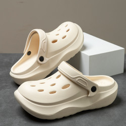 男士洞洞鞋2025夏季新款戶外釣魚舒適軟底外穿踩屎感包頭涼拖鞋男