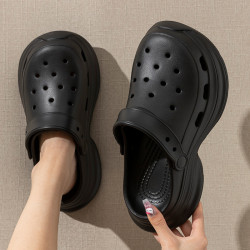 EVA防臭兩穿沙灘涼拖鞋女夏季戶外網紅超火小個子增高厚底洞洞鞋