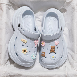 厚底洞洞鞋女夏季外穿2025新款小個子增高搭裙子包頭沙灘涼拖鞋女