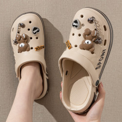 男士洞洞鞋夏季外穿耐磨2025新款沙灘防滑戶外開車兩穿包頭涼拖鞋