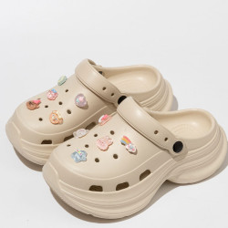 DIY洞洞鞋女款夏天外穿可愛ins小個子厚底增高防滑eva包頭涼拖鞋