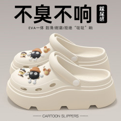 踩屎感洞洞鞋女款2025新款外穿厚底海邊沙灘防滑包頭涼拖女士夏季