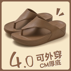坡跟人字拖女夏季外穿海邊沙灘厚底透氣浴室防滑夾趾拖鞋女款
