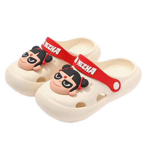 兒童洞洞鞋卡通哪吒2025夏季新款外穿軟底戶外防滑男女童涼鞋