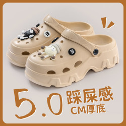 厚底洞洞鞋女款2025夏季新款外穿逛街防滑防臭踩屎感增高涼鞋女士