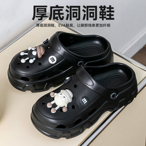 厚底洞洞鞋女款2025夏季新款外穿逛街防滑防臭踩屎感增高涼鞋女士 厚底洞洞鞋女款2025夏季新款外穿逛街防滑防臭踩屎感增高涼鞋女士