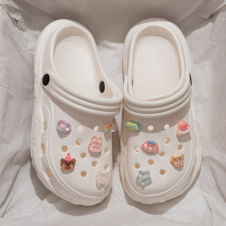 洞洞鞋女款夏季外穿厚底防滑沙灘海邊可愛DIY包頭不臭腳涼拖鞋女