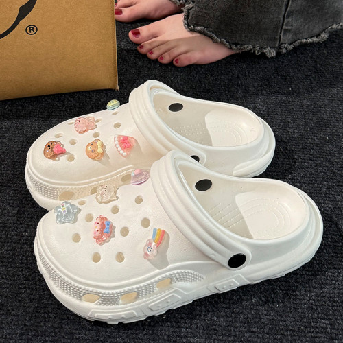 洞洞鞋女款夏季外穿厚底防滑沙灘海邊可愛DIY包頭不臭腳涼拖鞋女 洞洞鞋女款夏季外穿厚底防滑沙灘海邊可愛DIY包頭不臭腳涼拖鞋女