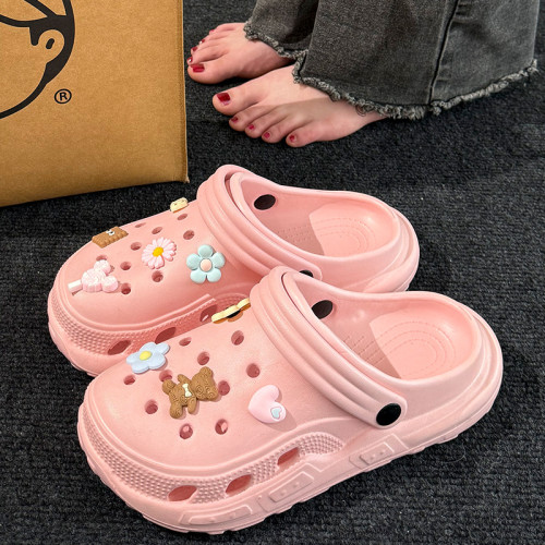 洞洞鞋女款夏季外穿厚底防滑沙灘海邊可愛DIY包頭不臭腳涼拖鞋女 洞洞鞋女款夏季外穿厚底防滑沙灘海邊可愛DIY包頭不臭腳涼拖鞋女